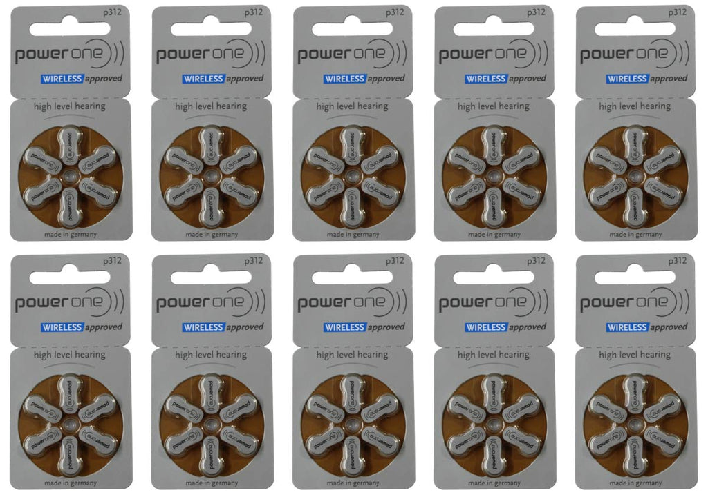 Size P312 Powerone Hearing Aid Batteries, 60 Count