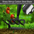 Oliynedy Stirrup Hoe Cultivator Garden Tool Heavy Duty,Scuffle Loop Action Hoe Weeding Gardening Hand Tools for Women Kids Men,Metal Weeder Scraper Garden Hoe Rake Weed Puller Long Handle 32-72