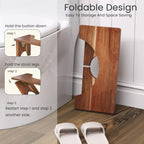 Danfoxer 7 Inches Acacia Wood Toilet Stool Squat for Adults,Foldable Poop Stool for Bathroom,Portable Potty Step Stool with Non-Slip Strip,No Assembly Required