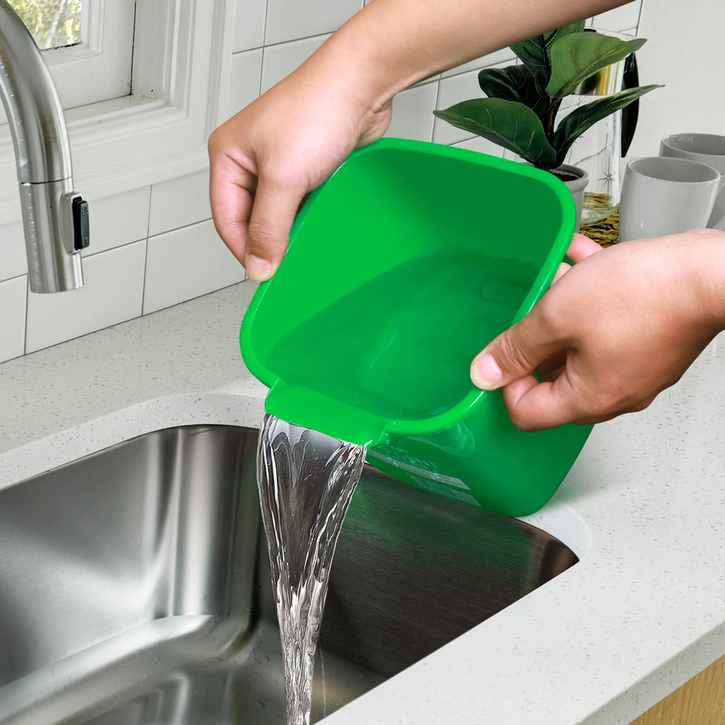 Matthew Red&Green&Blue Detergent and Sanitizing Cleaning Bucket 6 Quart Cleaning Pail,Set of 3 Square Containers,Built-In Spout w/Handle,Wash Rinse Sanitize Handwash Bucket,Incl.3Pcs Microfiber Cloths