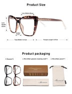 AMOMOMA Trendy TR90 Oversized Blue Light Reading Glasses Women,Stylish Square Cat Eye Glasses AM6031 C1+C6 1.75 x