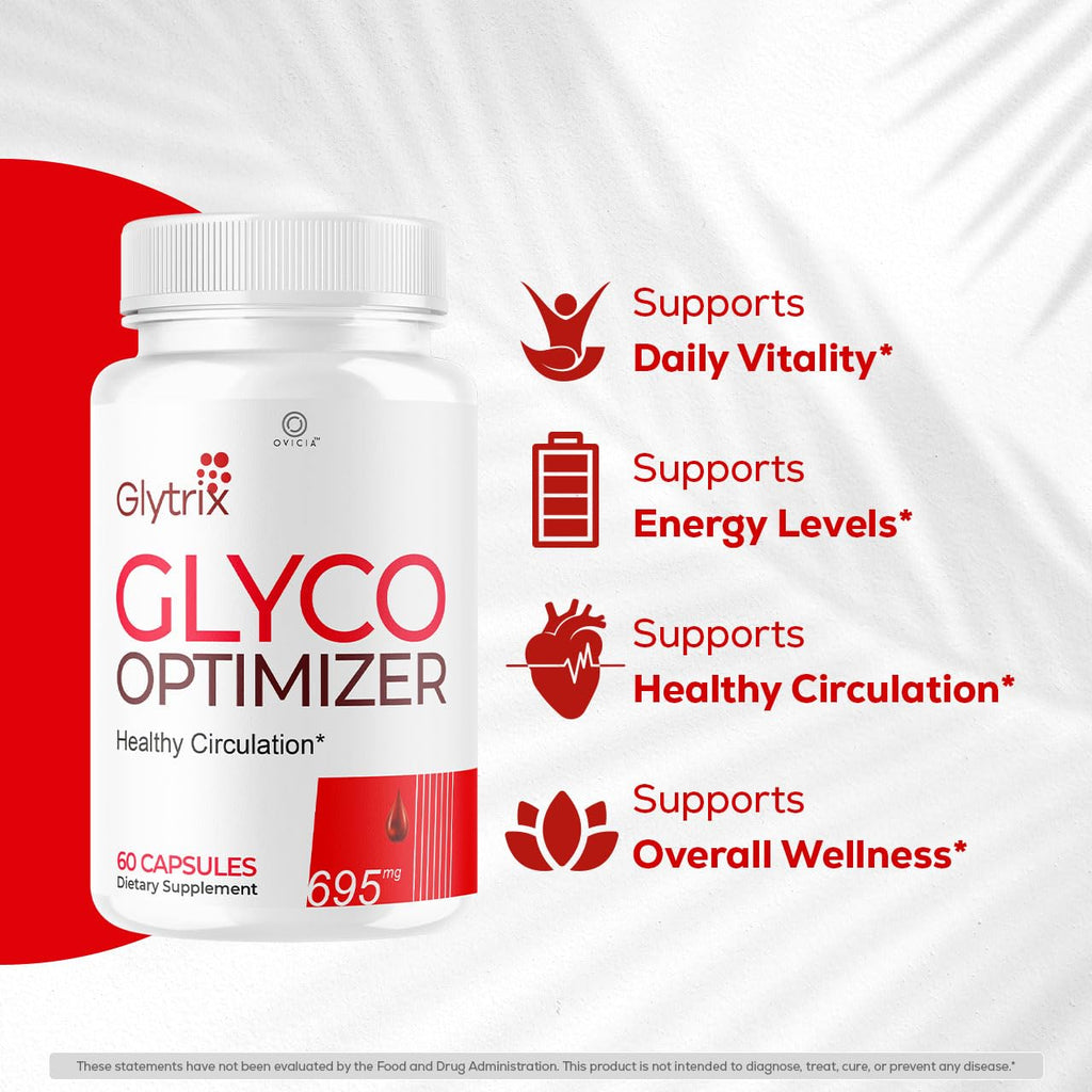 Glytrix Capsules - Official Glytrix Pills Advanced Premium Formula Support Maximum Strenght, All Natural Ingredients Vitamins for Overall Health & Wellness Reviews, 60 Capsules for 1 Month