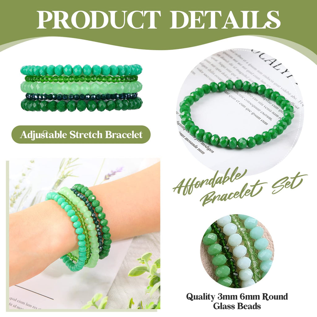 Junkin 60 Pcs Crystal Beaded Bracelets Bulk for Women Bohemian, Multicolor