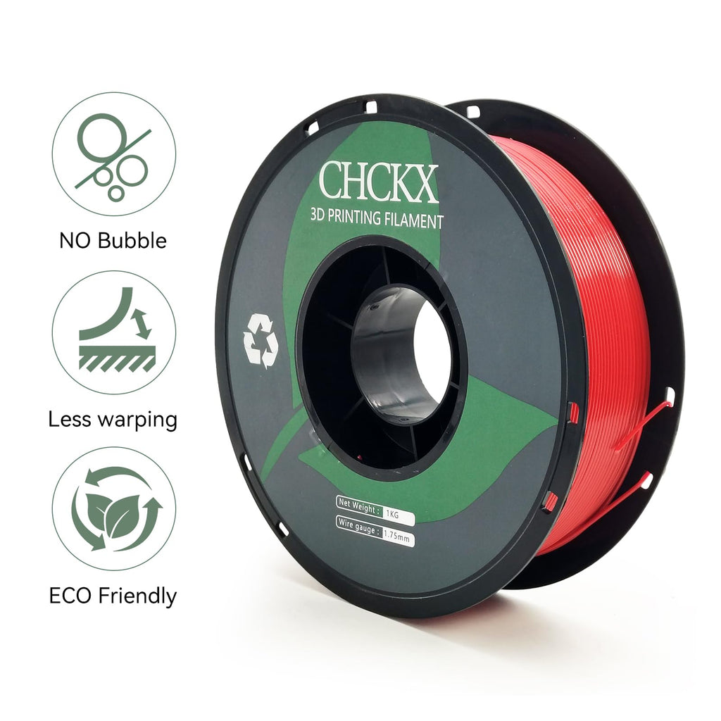 CHCKX PETG 3D Printer Filament Bundle, 10Rolls,Dimensional Accuracy +/- 0.03 mm, 1kg Spool(2.2lbs), 1.75 mm Fit for Most 3D Printers,Black+White+Grey+Red+Green+Blue+Purple+Skin+Silver+Yellow