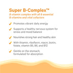 PURE SYNERGY Super B-Complex | Vitamin B Complex Made with Organic Whole Foods | Vegan Supplement with Natural Vitamin B12, Niacin, and Folate | for Energy, Focus and Mood Support (60 Tablets)