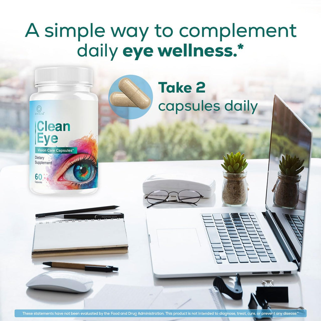 (2 Pack) Clean Eye Capsules - Official CleanEye Pills Advanced Premium Formula Support Maximum Strength, All Natural Ingredients Vitamins for Overall Health & Wellness, 120 Capsules for 2 Months