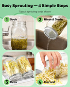 Pawfly Sprouting Kit, Wide Mouth 1 Quart (1000 mL) Mason Jars