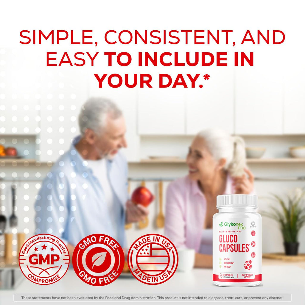 (5 Pack) Gluco Capsules - Official Glykonex Pro Pills Advanced Premium Support for Maximum Strength Glykonix with Natural Ingredients Vitamins for Overall Health & Wellness, 300 Capsules for 5 Months