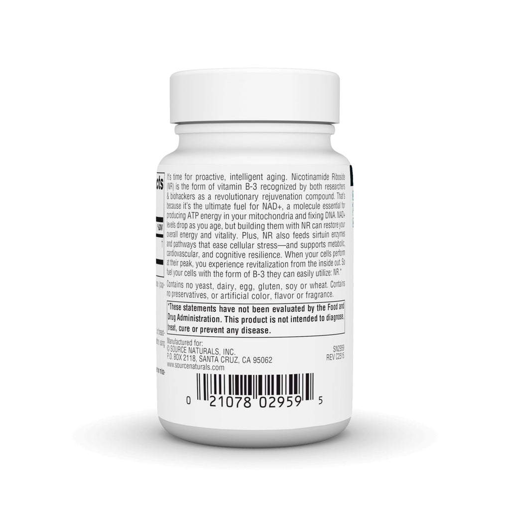 Source Naturals NR, Nicotinamide Riboside, Vegan Dietary Supplement for Mitochondria, Healthy Aging, Cells & Energy*, Premier Fuel for NAD+ Levels, 300 mg - 30 Vegan Capsules
