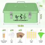 Seed Storage Box Organizer - Metal Garden Seed Storage Container Kit