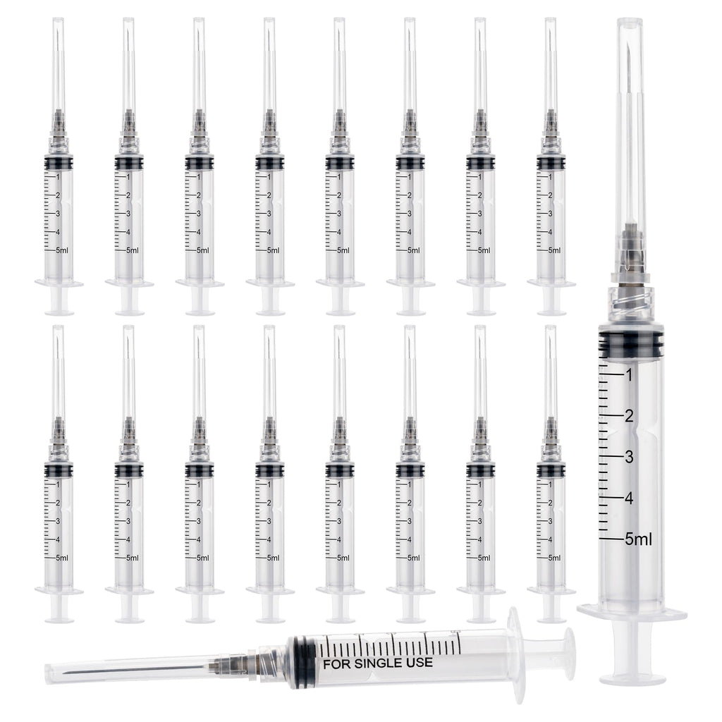 5ml 22 Gauge 32mm Syringe for Scientific Labs,Luer Lock Disposable Syringes, Individually Wrapped