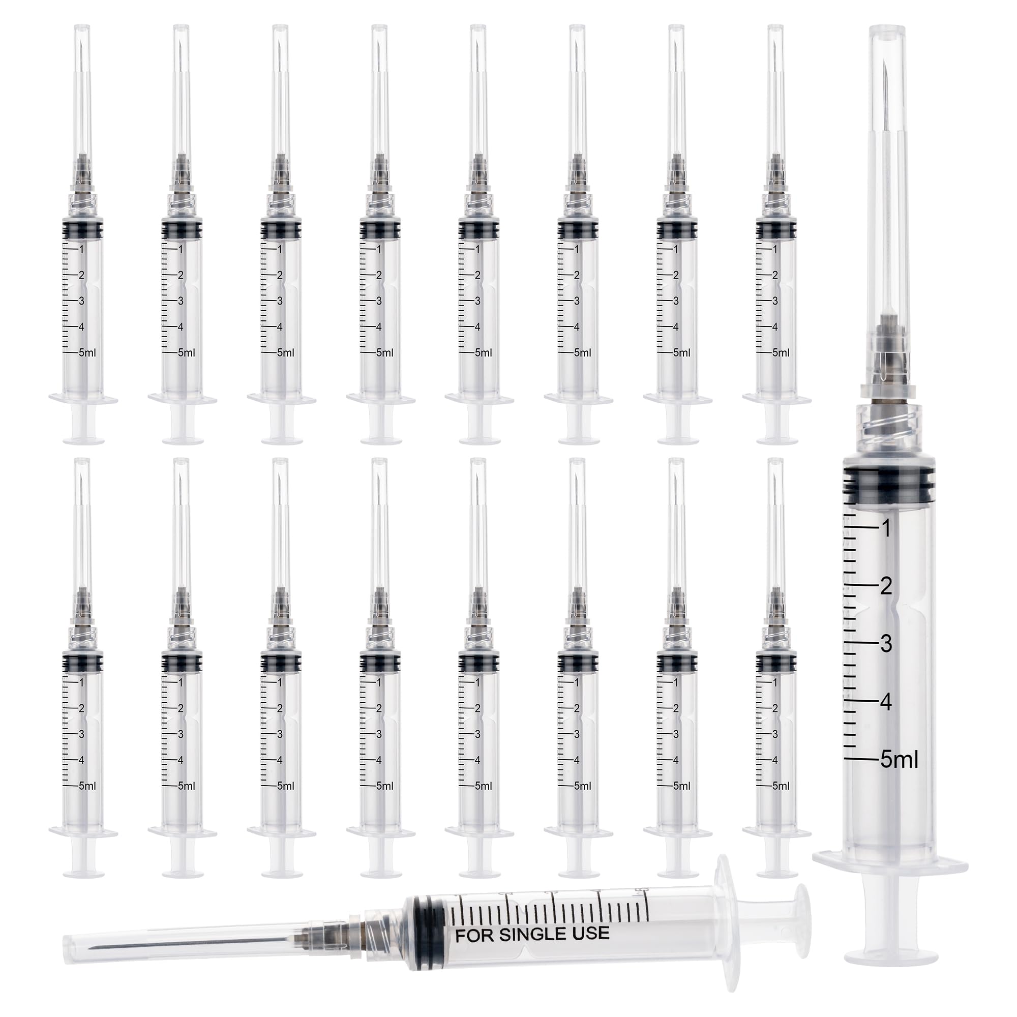 5ml 22 Gauge 32mm Syringe for Scientific Labs,Luer Lock Disposable Syringes, Individually Wrapped