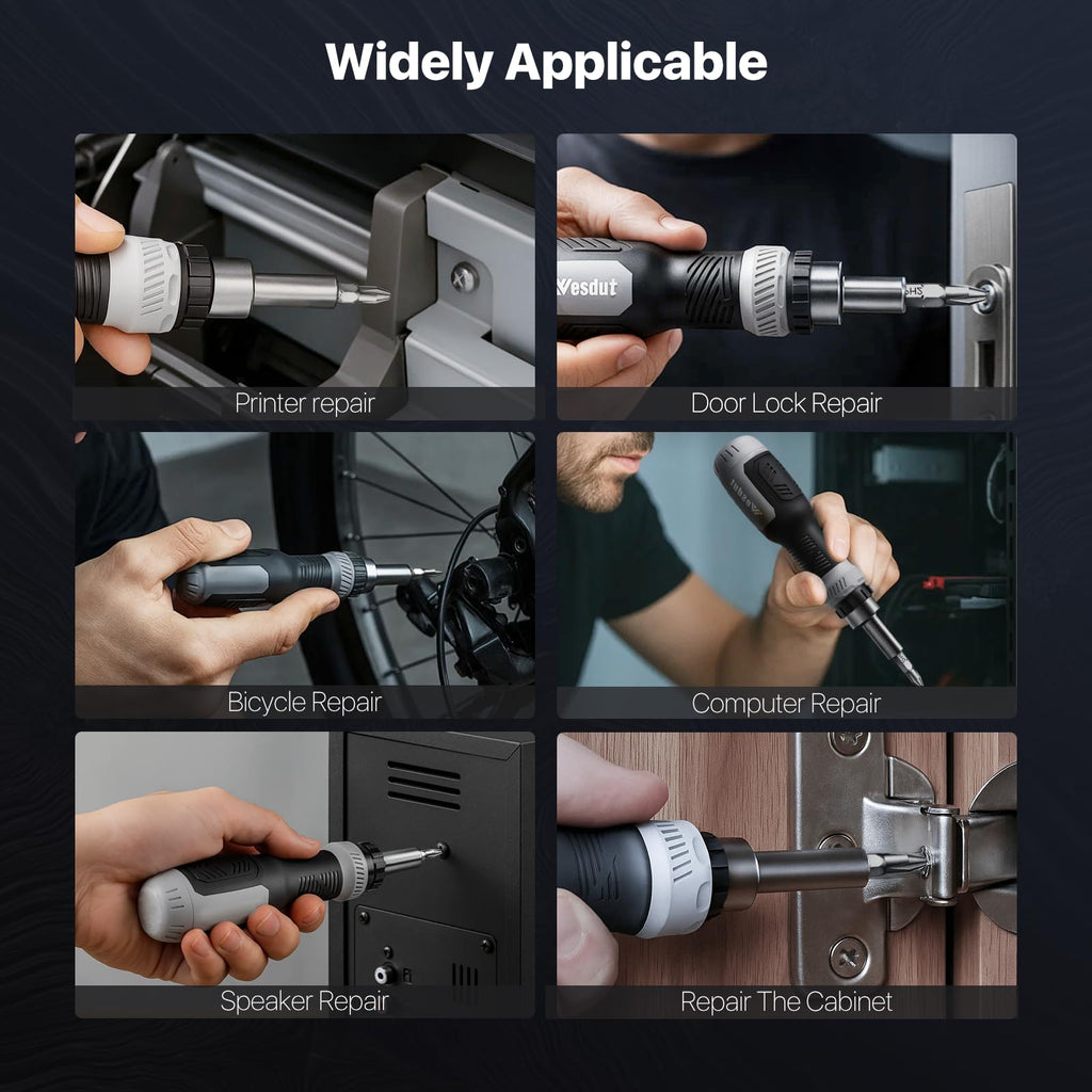 Wesdut 13-in-1 Ratchet Screwdriver Set Tool All in One, [Built to Last] Multi Screw Driver Set Kit, Flat Head, Philips, Torx, Hex, Square, Repair Kit, Man Gift Nut Driver