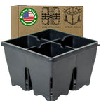 Epic Reusable Seed Starter Tray - Easy Watering Seed Starting Trays - Gardener Friendly Plant Trays for Seedlings | UV-Treated BPA-Free Seedling Tray -4-Cell 4" Seed Starting Trays - Black /4 Trays