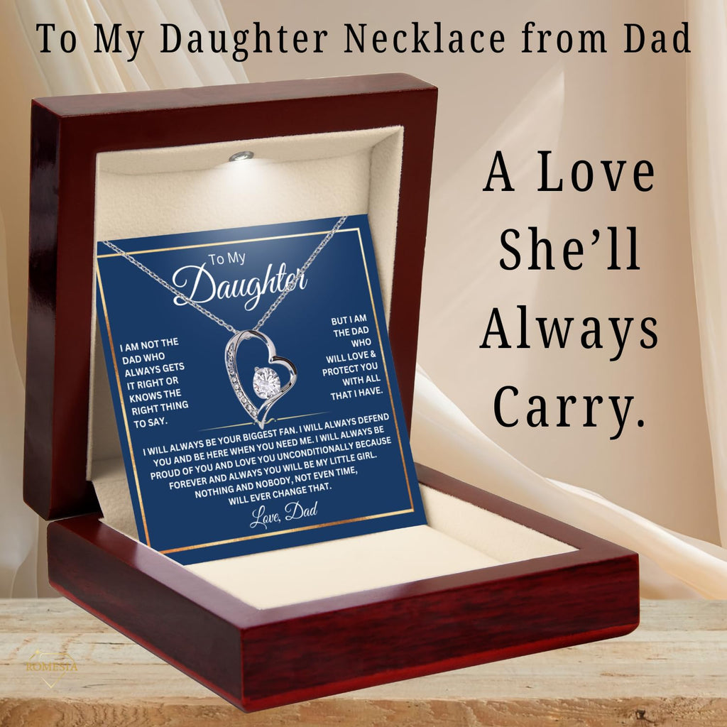 To My Daughter Necklace From Dad With Heartfelt Message, (LED, Fan Forever)