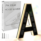 ISUNMEA 9 Inch Solar Lighted House Numbers for Outside, Light Up Waterproof LED Address Numbers Signs for Houses, Large Personalized Illuminated Exterior Modern House Numbers Light (A-Black, 9IN)