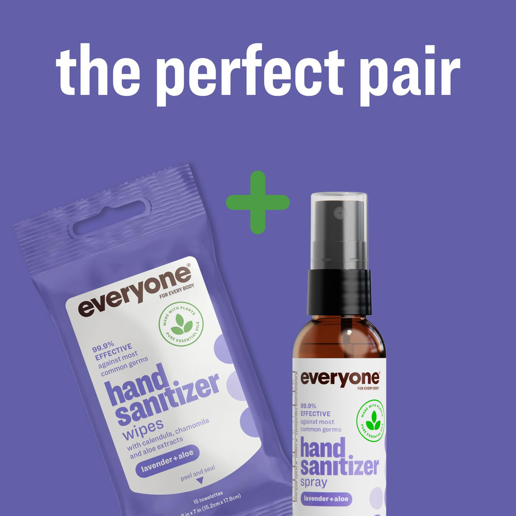 Everyone Hand Sanitizer Spray, 2 Fl Oz (Pack of 6), Lavender and Aloe, Made with Sugarcane Derived Alcohol with Essential Oils, TSA friendly