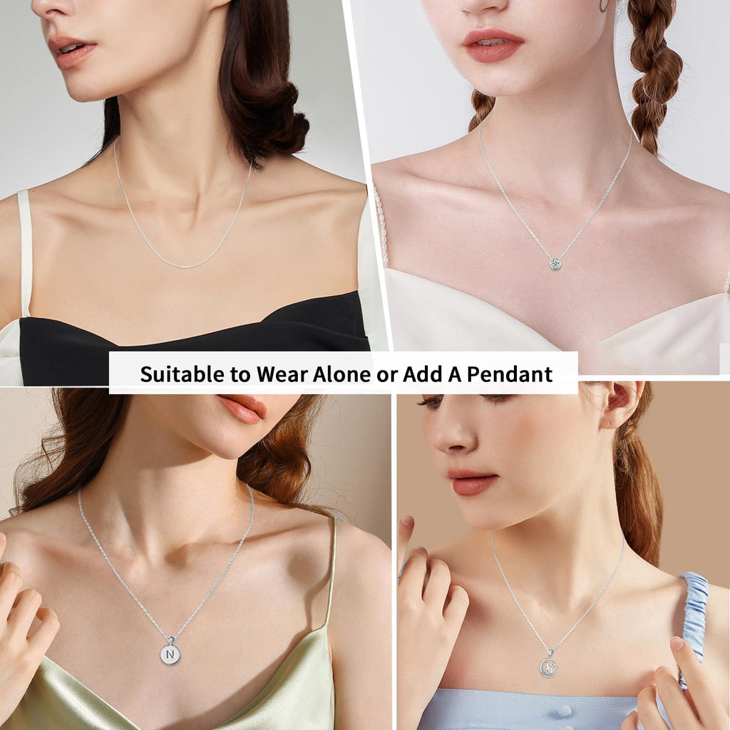 Jewlpire 925 Sterling Silver Chain Necklace for Women, 1.2mm Cable Chain Silver Chain for Women Thin & Dainty & Sturdy Women's Chain Necklaces 18 Inch