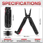 WETOLS Multitool with Pocket Knife, 27-in-1 Stainless Steel Needle Nose Pliers with Screwdrivers, Self-locking Multi tool EDC Gear with Sheath, Ideal for Survival, Outdoor, Camping