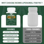 Liposomal Fisetin Supplement, 2000MG, 98% Pure Fisetin Polyphenols Antioxidants, with Quercetin, TMG and Resveratrol, for Healthy Aging, Cognitive Support, 180 Capsules