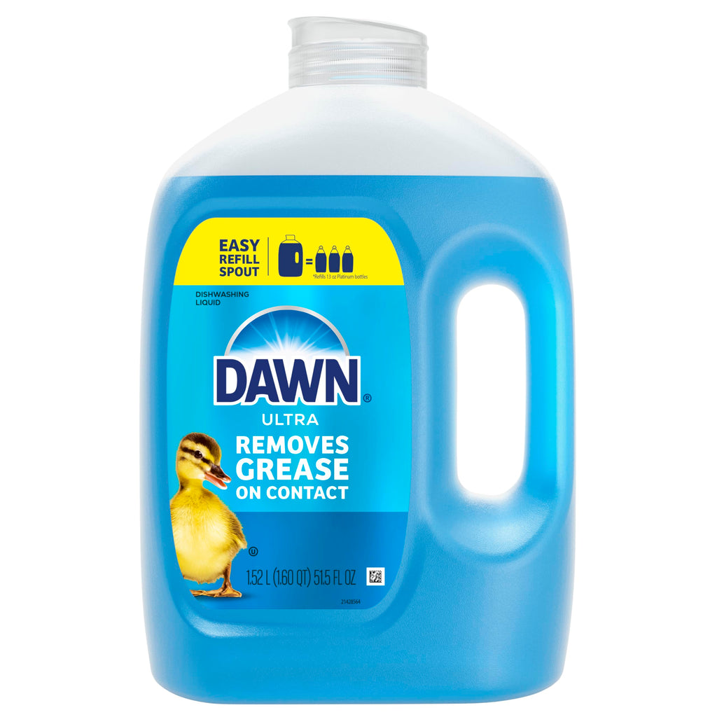 Dawn Ultra Original Dish Soap Refill Jug, Large Size Original Blue Liquid Dishwashing Detergent, Powerful Dawn Dish Soap for Grease, 51.5 oz