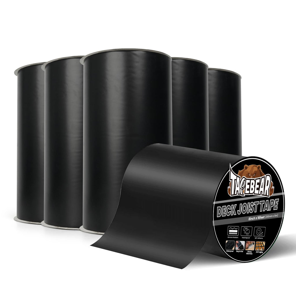 TAPEBEAR Joist Tape for Decking 8inch x16feet, Joist Tape Butyl Sealant Tape Waterproof Weather Resistant Flashing Tape Anti-Corrosion for RV Roof, Wood Decks Beams Rim, 6Rolls