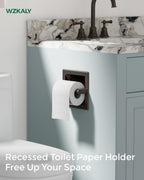 WZKALY Recessed Oil Rubbed Bronze Toilet Paper Holder, Wall Mounted Heavy Duty Pivoting Toilet Paper Roll Holder with Rear Mounting Bracket in Wall, Easy lnstallation, Stainless Steel ORB