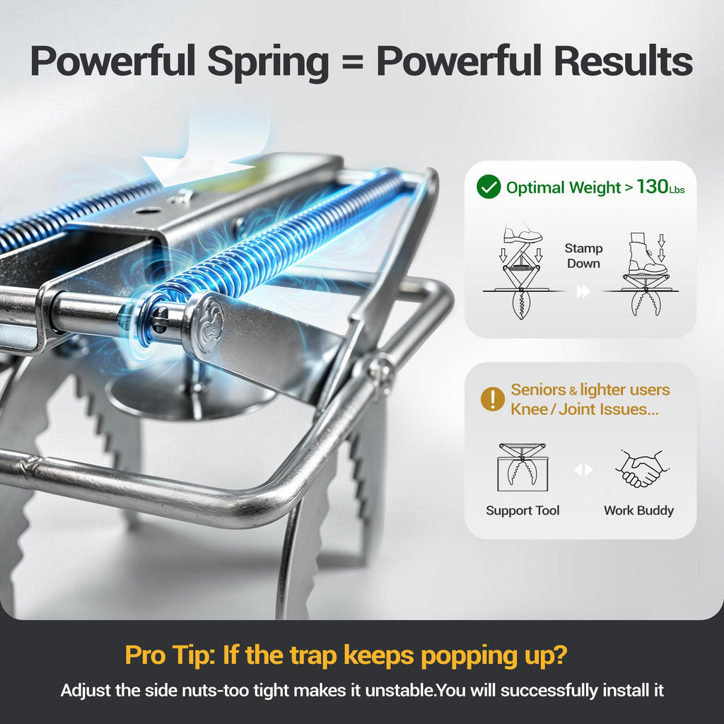 Mole Trap Scissor 2 Pack, Upgraded Mole Traps for Lawns that Kill Best, Galvanized Steel Mole Killer, Step Setup
