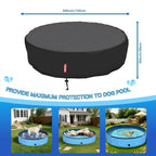 QH.HOME[2026 Upgrade 500D Thickened] 63-64 inch Kiddie Pool Cover Round, Collapsible Dog Pool Cover with Super Windproof Dual-Drawstring, Odorless Waterproof Fabric Material - Only Cover