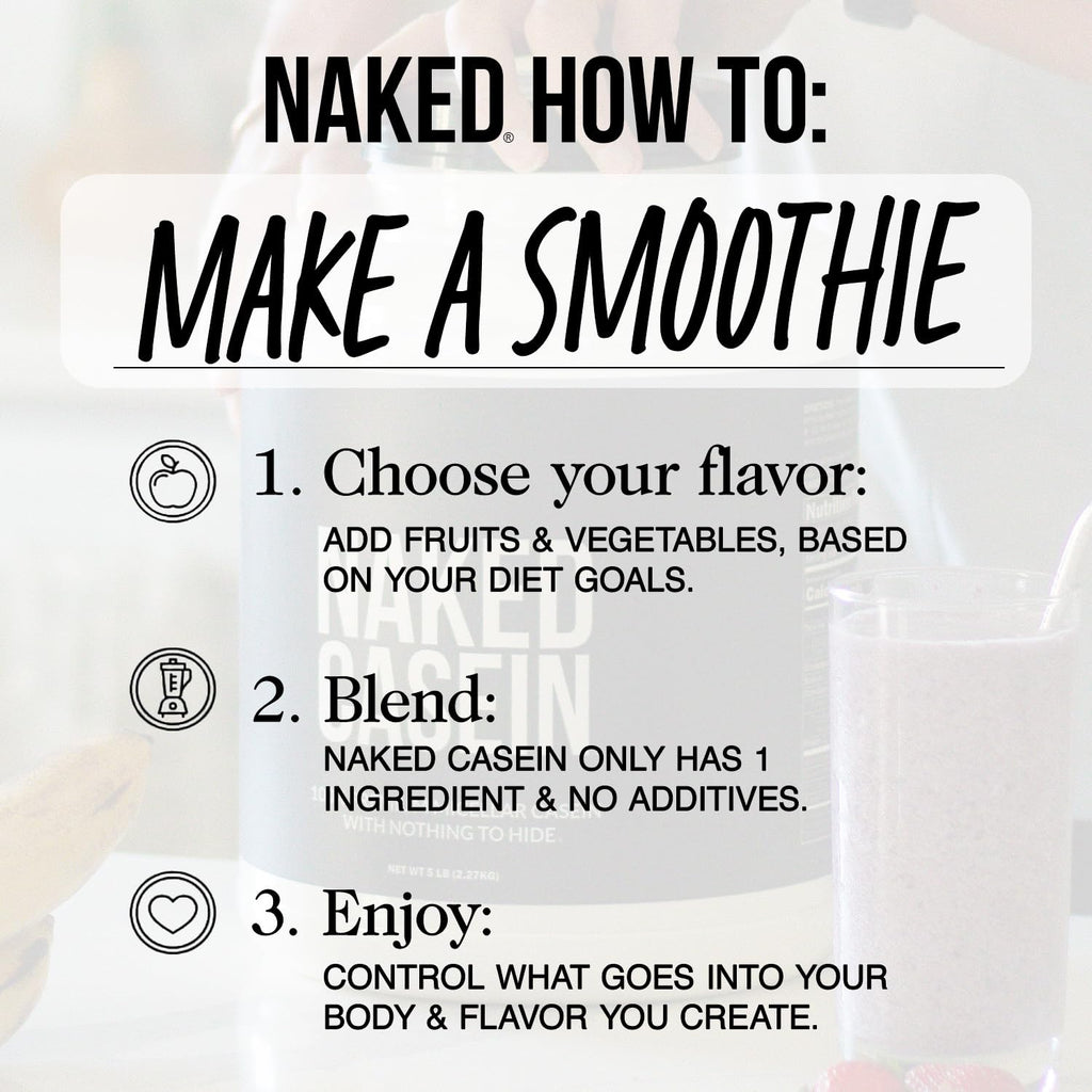 NAKED Casein - 100% Micellar Casein Protein - Only 1 Ingredient, Zero Carb, NSF Certified, GMO-Free, Gluten Free, Soy Free, Preservative Free - 30 Servings