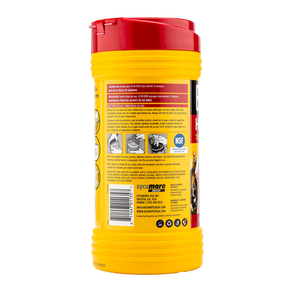 BIG WIPES Heavy Duty Industrial Hand Cleaning Wipes, Textured Scrubbing Degreaser Wipes for Mechanics and Tool Cleaner – 80 Count Canister (1 Pack)