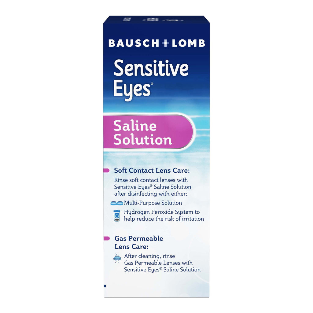 Bausch + Lomb Sensitive Eyes Saline Solution, Gentle Daily Rinse for Soft & Gas Permeable Contact Lenses, with Potassium, 12 Fl Oz (Pack of 2)