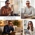 CHEERS DEVICES Reading Glasses for Men Gaming, Computer Eye Glasses with Red Lens, Blue Light Readers for Men Women- 1 Pair (1.5)