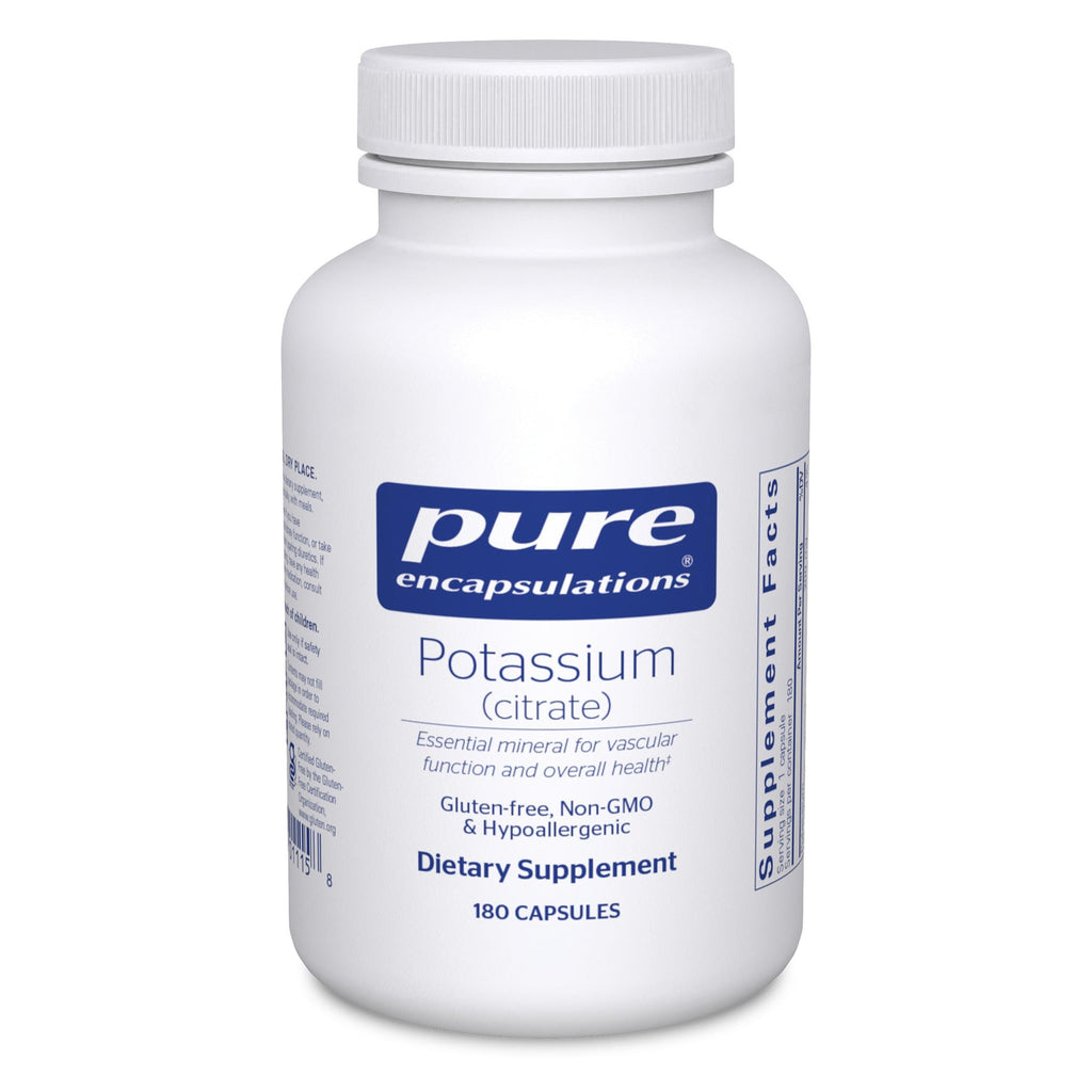 Pure Encapsulations Potassium (Citrate) - Essential Electrolyte Supplement to Support Nerve & Muscle Function, Adrenals, Hormones, Heart Health & Energy* - Potassium Citrate Capsule - 180 Capsules