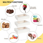 TOMNK 60pcs Cookie Boxes with 3 Style Window, 12x8x2.5in White Bakery Boxes