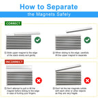 Heavy Duty Magnets, Caturledas 4 Pack Strong Rare Earth Neodymium Magnets with Double Sided Adhesive, Rectangular Bar Magnetic Strip for Refrigerator Calendar Office Whiteboard, 60x10x3 mm, Silver