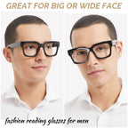 OCCI CHIARI Oversized Reading Glasses for Men 1.5 Thick Square Big Head Readers 1.0 1.25 1.50 1.75 2.0 2.25 2.50 2.75 3.0 3.5（Black,1.50）