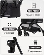 797Audio Dog Stroller for Small Medium Dogs,Pet Stroller for Cats Puppy Up to 121lbs,Foldable,One Click Folding,4 Wheel Shock Absorption,Adjustable Canopy with Sun Shades,Removable Washable Pad(Black)