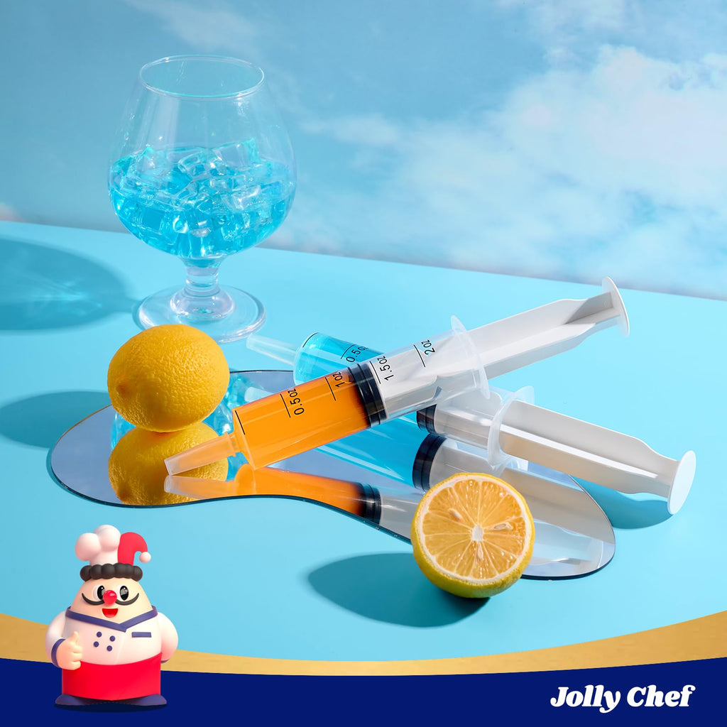 JOLLY CHEF 60 Pack Jelly Shot Syringes with Lids 2 oz Containers