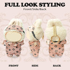 Clothes Compatible with LABUBU Doll - 3PCS Classic Set, 17cm Doll Clothes Designer Outfit for Cozy Night Theme, Stylish Luxury Pajama Accessories for Labubu, No Doll (Rosy Sleepwear Set)