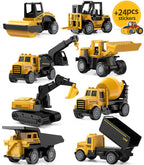 Mini Construction Toys for Kids, Die Cast Construction Truck Vehihcles with Stickers for Toddler Age 3 4 5 6 7 8 Years Old, Metal Dump Truck, Excavator Sandbox Car Toys for Outdoor Pretend Play