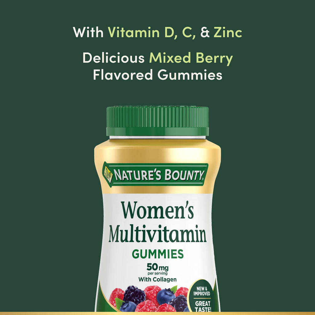 Nature's Bounty Women Multivitamin Gummies, Vitamin Supplements for Adults, General Health, Supports Immune and Bone Health, Mixed Berry and Raspberry Flavored, 90 Gummies (Pack of 3)