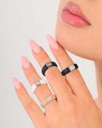 Rinfit Silicone Ring with Metal Plate & CZ for Women - Pack C, Size 8