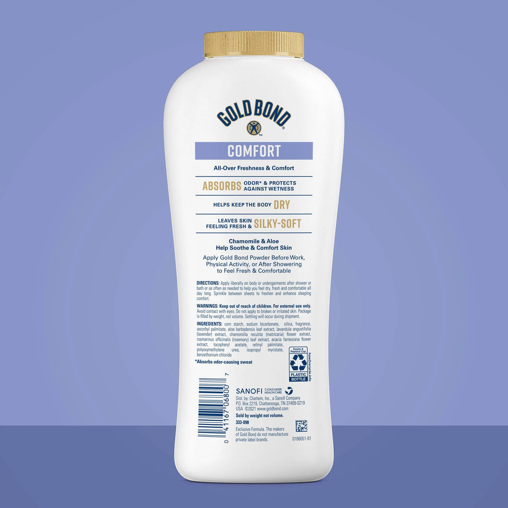 Gold Bond Comfort Body Powder, 10 oz., Talc-Free, Fresh Clean Scent With Aloe & Chamomile, Pack of 2