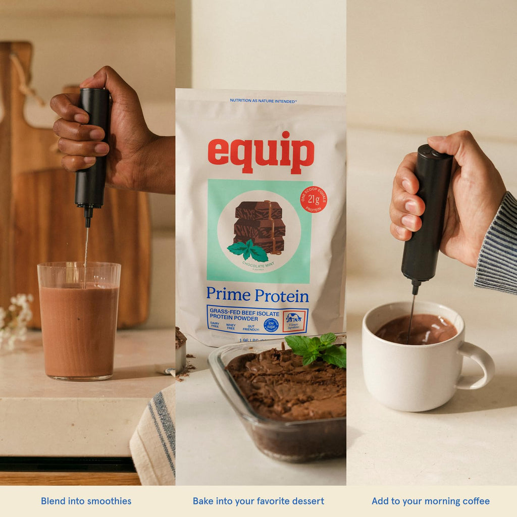 Equip Foods Prime Protein Powder | Clean, Grass Fed Beef Protein Powder for Women & Men | Carnivore Protein Isolate | Paleo, Keto Friendly | Gluten & Dairy Free | 30 Servings, Chocolate Mint