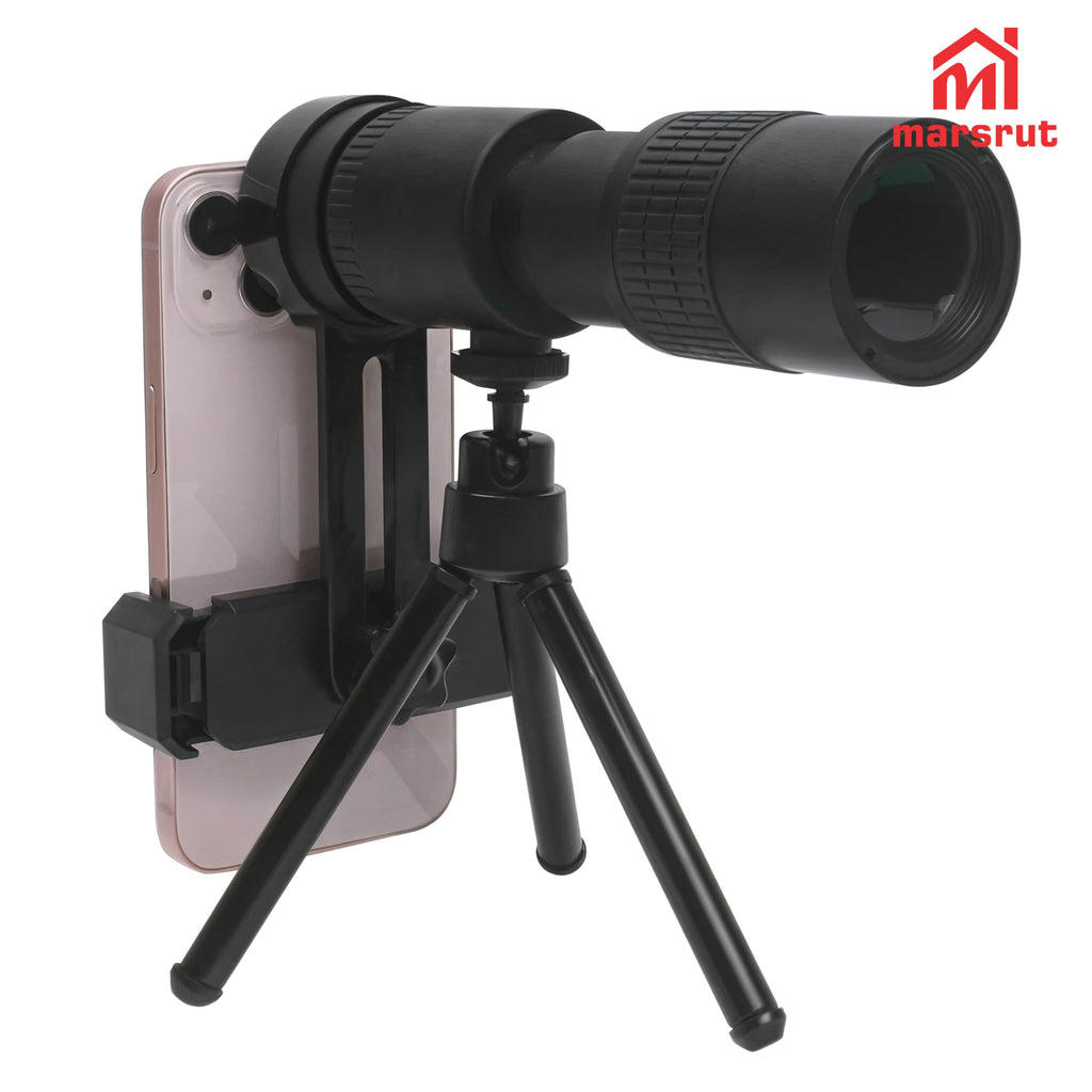 Zoom Lens for iPhone Android, 4K 10-300x40mm Compact Monocular Telescope Mini for Stargazing Space Lover Night Vision Bird Watching Hunting, Super Zoom Monoscope (Smartphone Holder&Tripod Included)