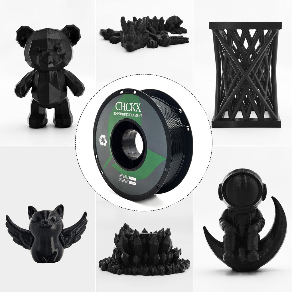 CHCKX PETG 3D Printer Filament Bundle, 10Rolls,Dimensional Accuracy +/- 0.03 mm, 1kg Spool(2.2lbs), 1.75 mm Fit for Most 3D Printers,Black+White+Grey+Red+Green+Blue+Purple+Skin+Silver+Yellow