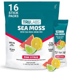 TRULABS Irish Sea Moss Powder Drink Mix – Pink Citrus Flavor, 500 mg Wildcrafted Sea Moss with 30 mcg Biotin and 3 mg Spermidine, Sugar-Free (16 Stick Packs)