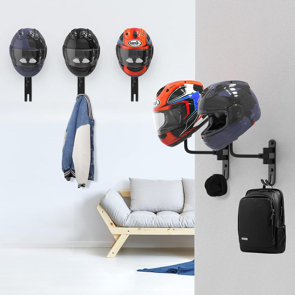 LIFXIZE Helmet Hanger Wall Mount 180° Swivel Helmet Holder for Motorcycle Bike Racing Outerwear Sports Gear(3 Pack)