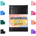 Poly Bubble Mailers 4x8 200 Pack Black Waterproof Self Seal Adhesive Shipping Bags, Cushioning Padded Envelopes for Shipping, Mailing, Packaging Usable 4x7